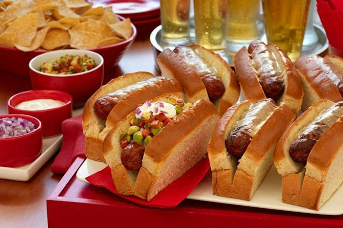 Grilled Hot Dogs with Avocado Salsa and Sour Cream