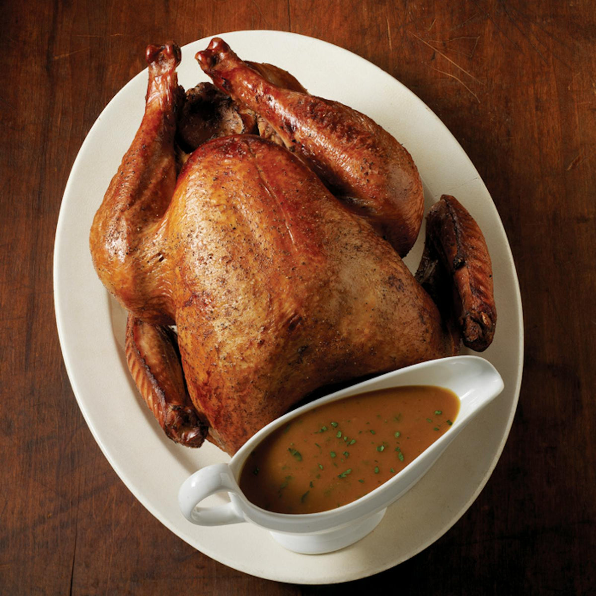 Brined and BBQ'd turkey with pan gravy