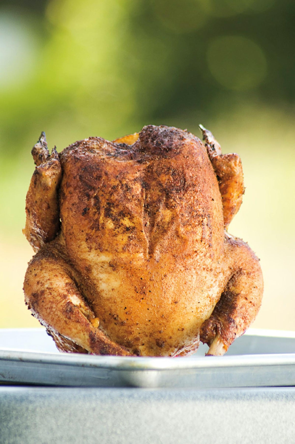 Hickory Smoked Beer Can Chicken on a Pellet Grill