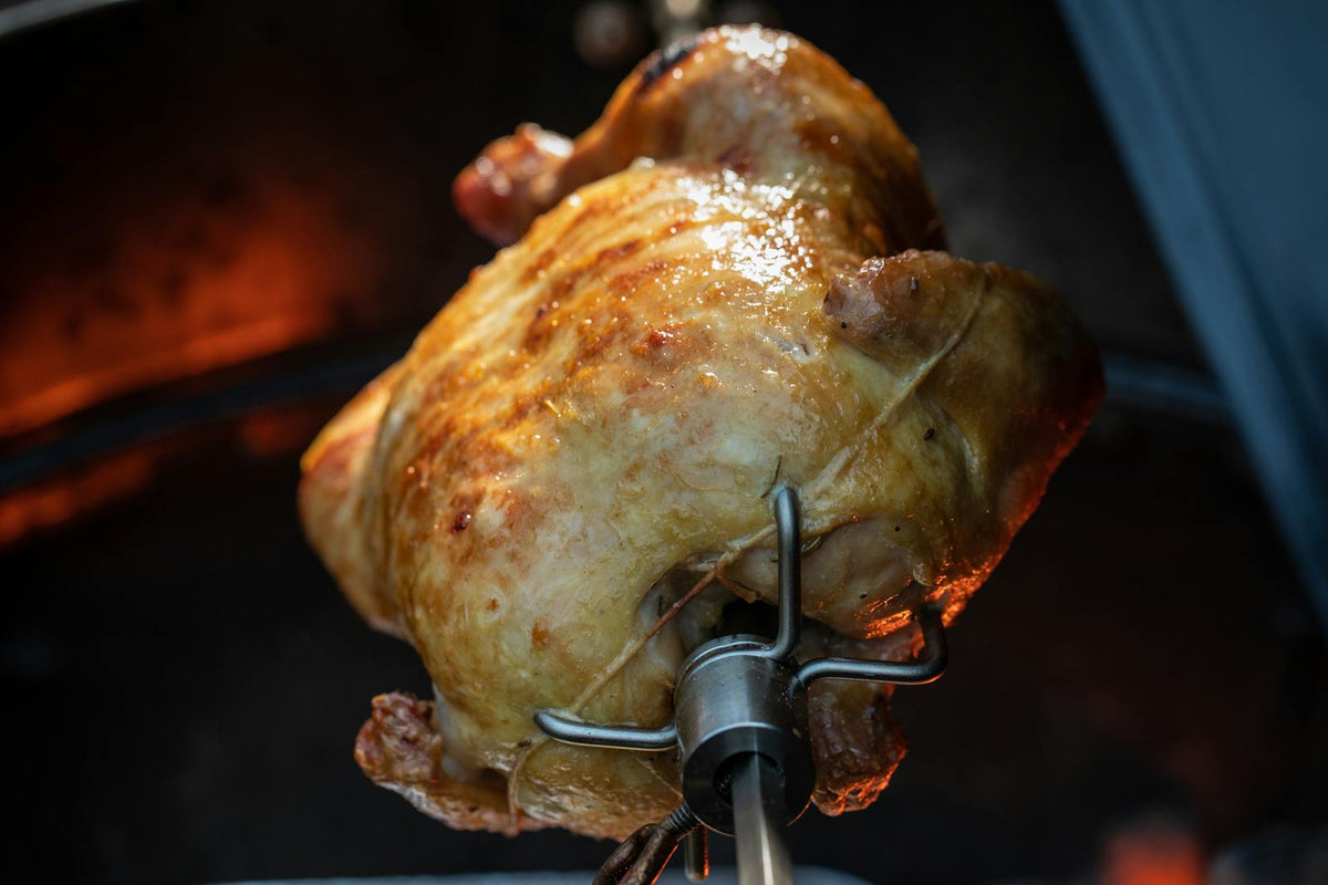 2019 01 Lang Rosemary Brined Chicken Photo Chicken On Rotisserie On Kettle 19