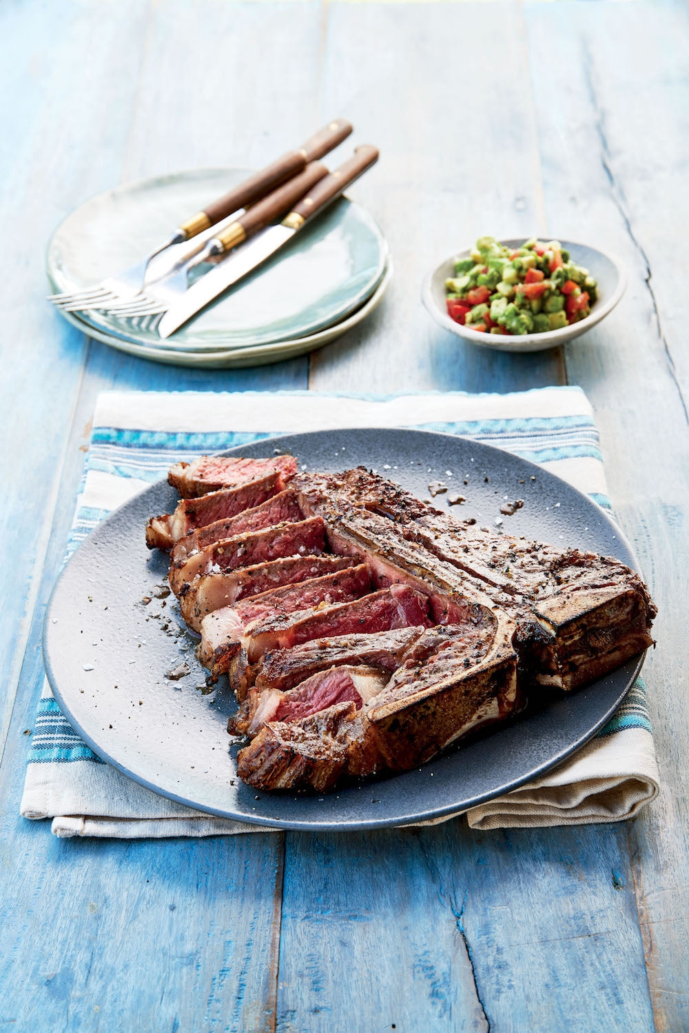 593Ef4B0570Ba Grilled And Plated T Bone With Avocado Salsa From Webers Greatest Hits Cookbook