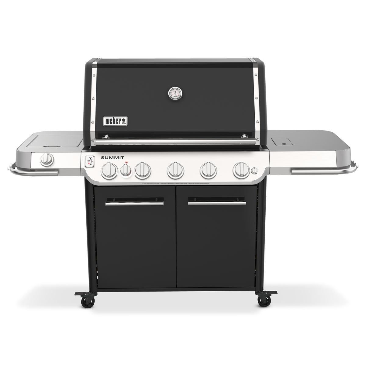Weber Summit FS38 E gas grill combines five-burner cooking, a side burner, and expansive prep space for versatile outdoor cooking.