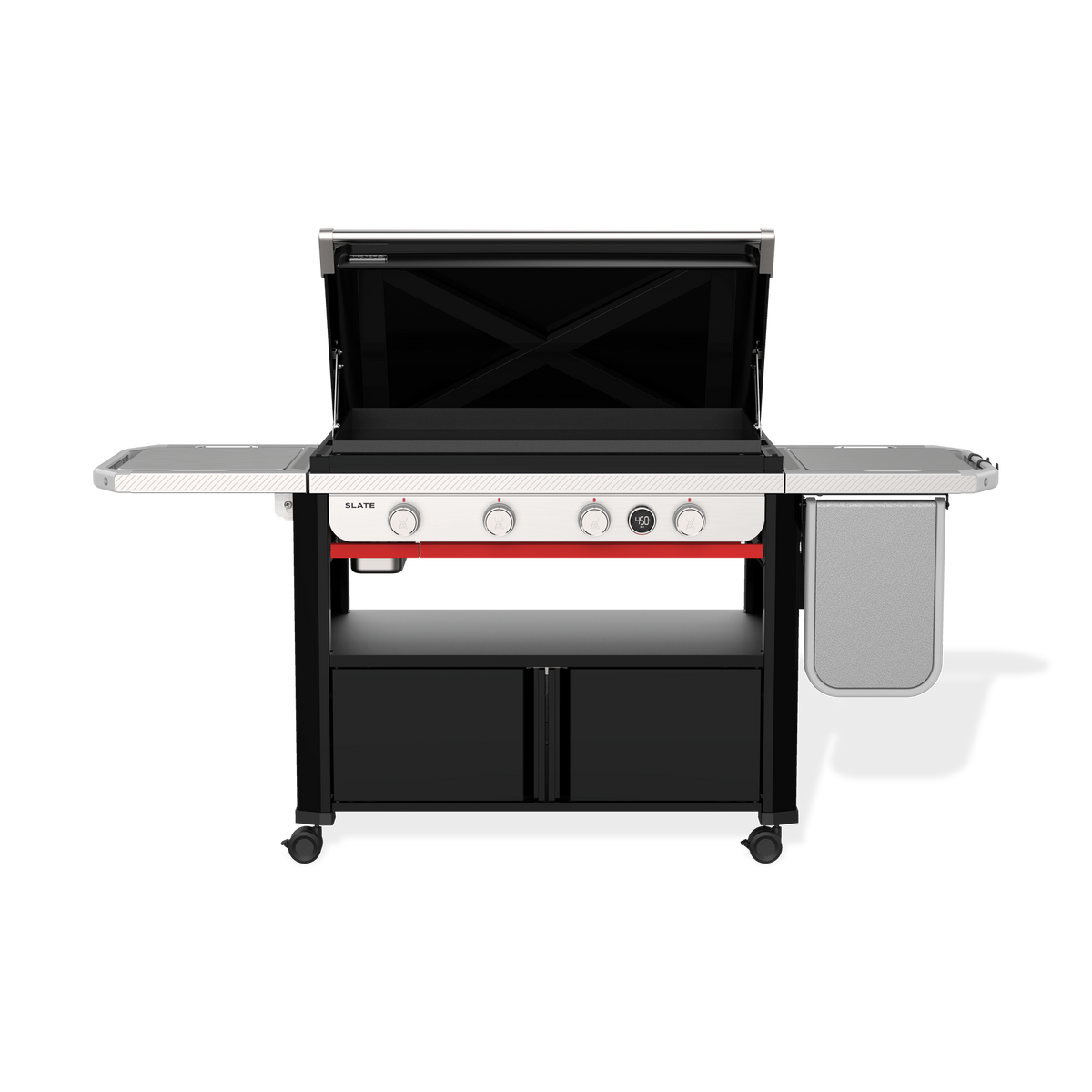 Four burners let you cook different foods at different temperatures across the griddle.