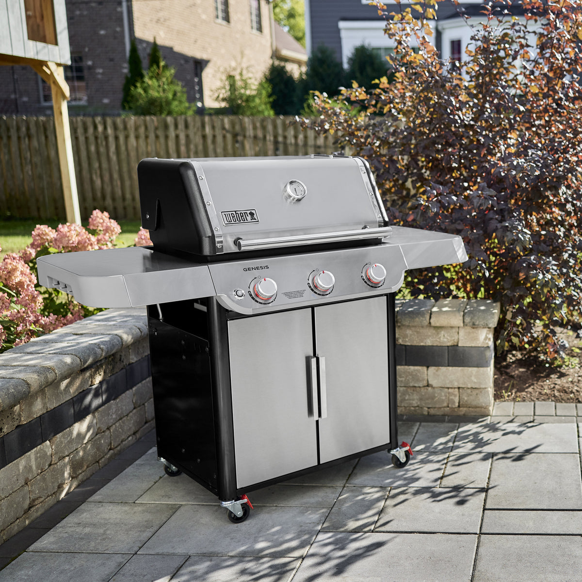 A Weber Genesis Gas Grill brings sleek stainless steel style and dependable outdoor cooking to your patio.