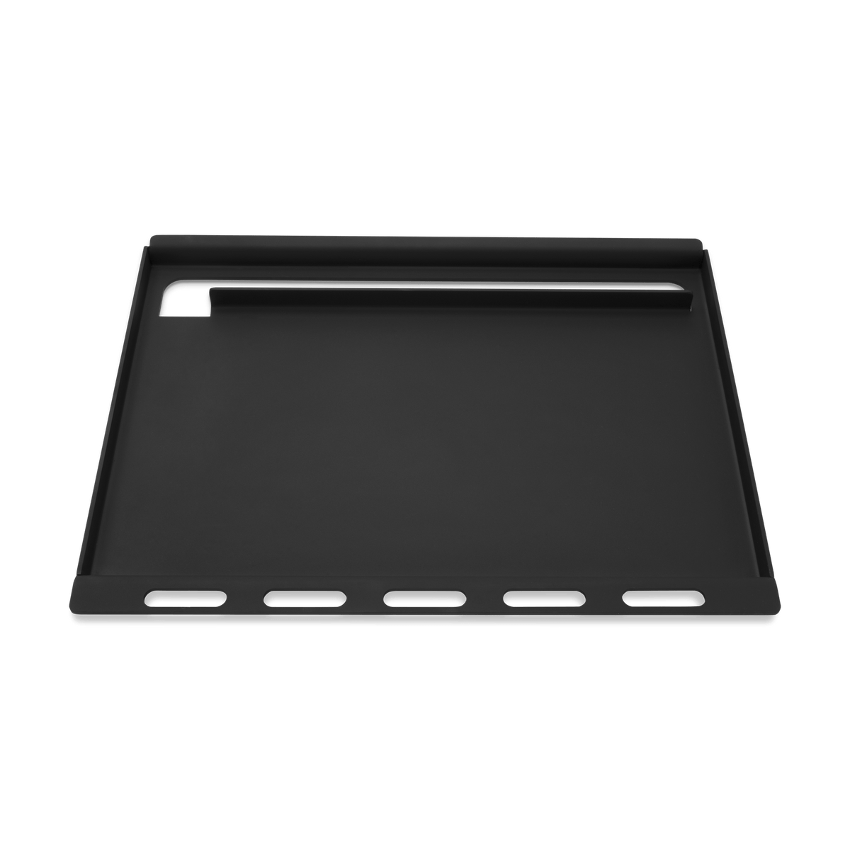 Rear grease slot on the Weber Rust-Resistant Griddle Insert directs grease into your grill’s grease management system for cleanup.