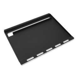 Pre-seasoned carbon-steel cooking surface on the Weber Rust-Resistant Griddle Insert offers easy food release and is safe for metal tools.