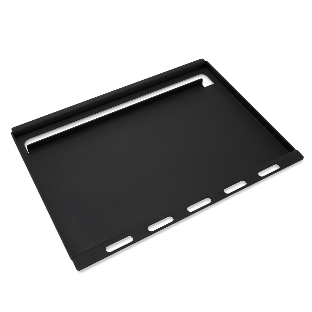 Pre-seasoned carbon-steel surface on the Weber Rust-Resistant Griddle Insert provides easy food release and is safe for metal tools.