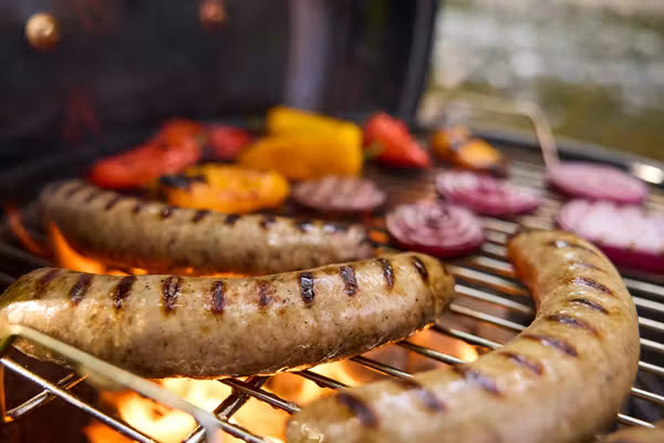 Plated-steel cooking grate heats evenly and cleans with ease.