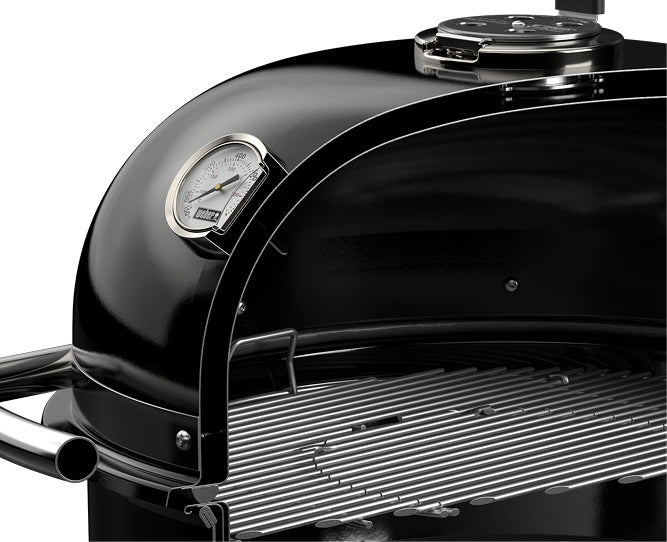 The dual-walled, air insulated lid and bowl quickly reach precise temperatures. The innovative design allows for high heat grilling and all-day smoking at a consistent low heat, while minimizing the amount of charcoal burned during a cook. 