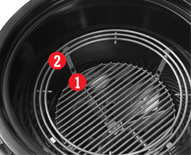 The adjustable fuel grate allows for versatility and temperature control. The grate can be moved to a higher position for grilling and the lower position for smoking. The heavy-duty steel construction is designed to withstand the heat of any charcoal fire. 